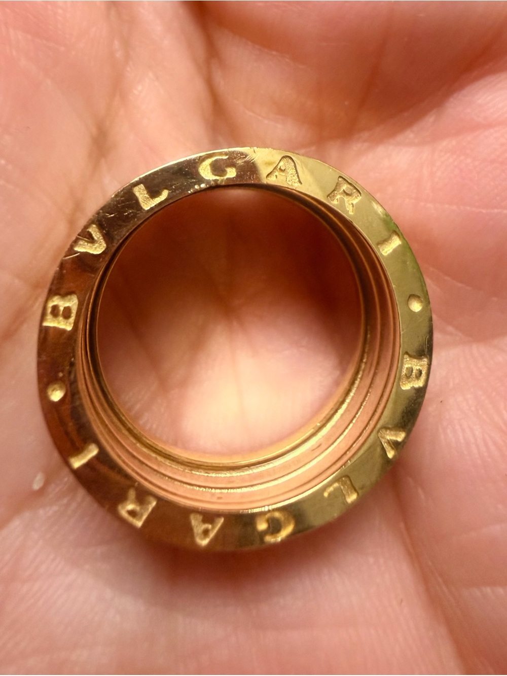 Real Gold 750 / 18K Ring Bulgari 3 Band Logo/ size 7.0 and 6.7 grams
